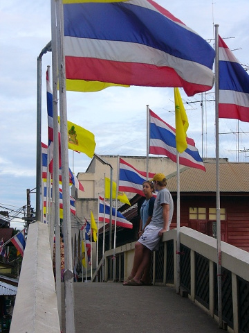 bridge with flags